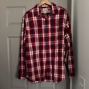 L.L. Bean Red and White Plaid Flannel Men's Shirt